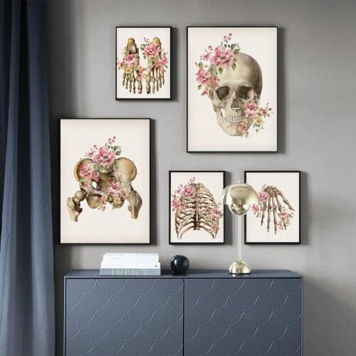Skeleton Anatomy Poster Skull Spine Medical Canvas Painting Posters and Prints Abstract Wall Art Picture Clinic Home Decoration