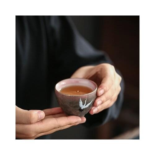 Ceramic Teacup Handmade Deer Chinese Tea Cup85mlCrane Teacup Ceramic Kiln Becomes Master Cup