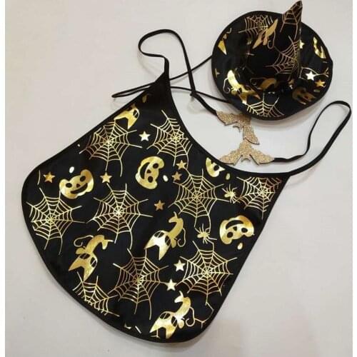 Pet Halloween Costume Cape And Wizard Hat Creative Decor Dog Performance Costume For Holiday Cosplay Dog clothes Party Gift