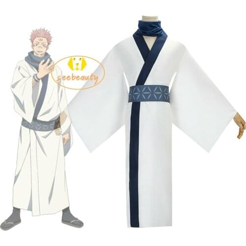 Anime Jujutsu Kaisen Ryomen Sukuna Cosplay Costume Men Women Yuji Itadori Kimono Hanfu Blue Corset Two Toe Socks Halloween Party