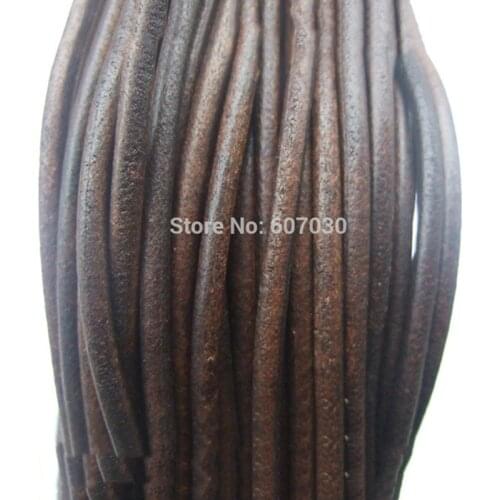 5 Meters High Quality Dark Brown 5mm Round Genuine Leather Findings Cord String Lace Rope