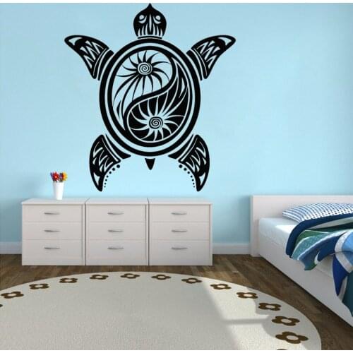 Sea Turtle Vinyl Wall Decal Yin Yang Buddhism Sticker Yoga Studio Mural Removable Home Decor Bedroom Living Room Decoration O207