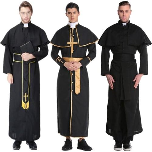 Easter Purim Halloween Costume for Men Father Priest Bishop Costumes Christian Pastor Cosplay