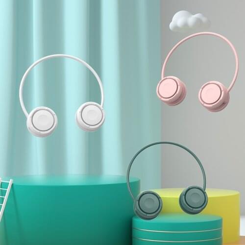 Portable fan electric neck-mounted turbo cooling mini fan mute USB charging mute outdoor office electric fan gale