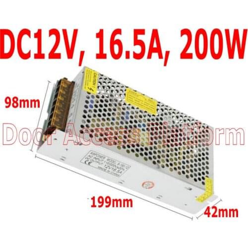DC12V,16.5A Output 200W Safety Controllers POWER SUPPLY With Voltage Input AC110/220V FOR DOOR CONTROL Panel SYSTEM Metal case
