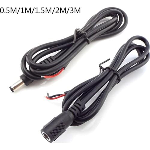 DC Connector Male Female Cable Wire 2.1x5.5mm Plug Jack Power Adapter For DIY LED Strip Lights Electrical Socket 20AWG