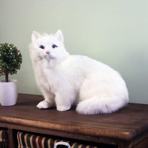 Large Size Realistic Persian Cat Model Children Animals Plush Toys Lifelike White Standing Cats Dolls Kids Birthday Gifts Decor