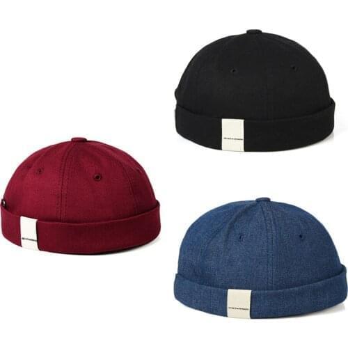 Adjustable French Brimless Hat Mens Vogue Retro Skull cap Docker Sailor Cap Biker Beanie Retro Sun Hats Vintage Unisex Harajuku