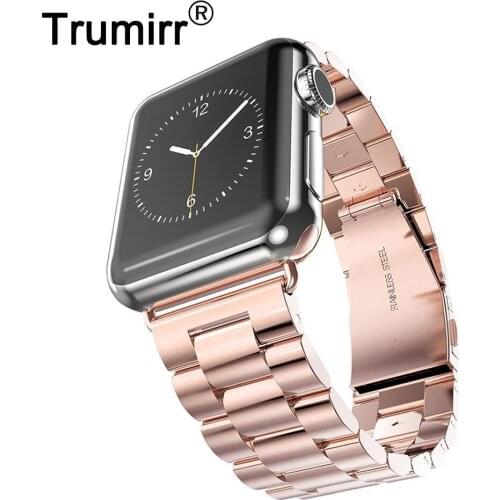 Trumirr Stainless Steel Watchband + Adapters for 38mm 42mm iWatch Apple Watch Series 1 & 2 Sport Band Wrist Strap Link Bracelet