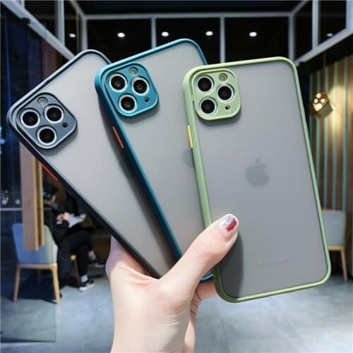 Luxury Hybrid Frame Bumper Phone Case for Iphone 11 Pro Max X Xr Xs Max 7 8 Plus Clear Scrub Acrylic Soft Tpu Back Cover Case