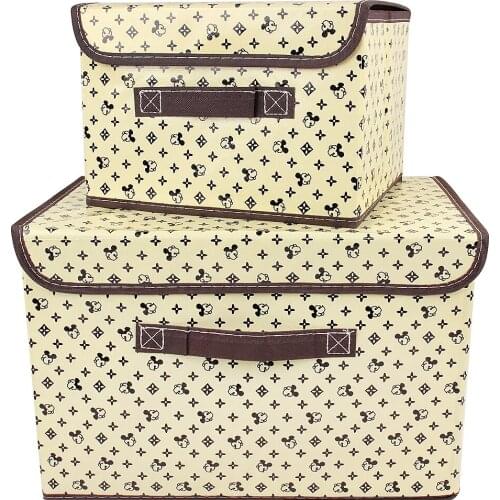 Storage Bag Clothes Organizer 2 Packs Set of Small And Large Foldable Non-woven Fabric Folding Bag For Preventing From Dust and