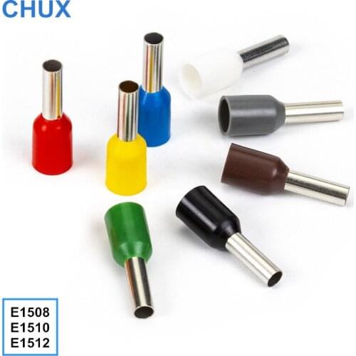 1000PCS Electrical Tube Insulating Insulated Terminal E1508 E1510 E1512 Heat shrinkable tube Pin Cable Wire Connector