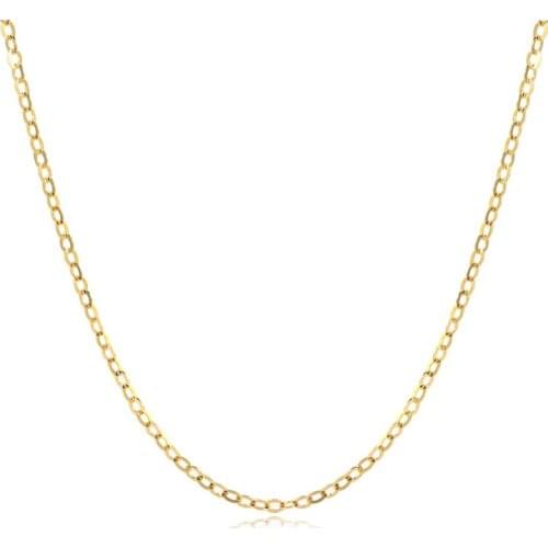 18K Real Solid Yellow Gold O Shape Link Chain Thin Necklace Jewelry For Women