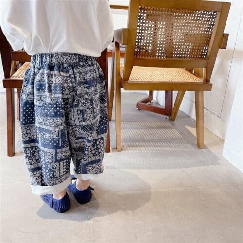 Korean Spring Baby Boys Casual Pants 2021 Spring Summer New Korean Style Baby Girl Casual Trousers Kids Print Sport Pants 2-7Y