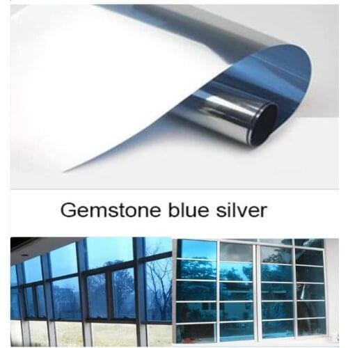 Gemstone Blue silver Waterproof Window Film 40/50x400cm One Way Mirror Silver Insulation Stickers UV Rejection Privacy Films