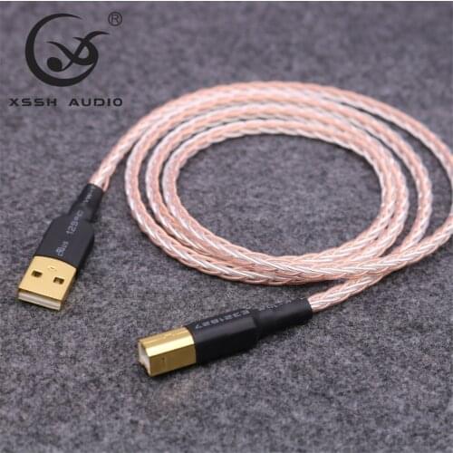 XSSH USB Cables Audio DIY OCC 7n Copper Silver Mixed OFC copper conductor USB A to USB B Audio cable Cord Wire