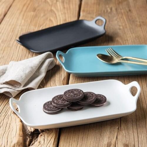 Japanese ceramic plate plate simple solid matte matte disc disc binaural snacks