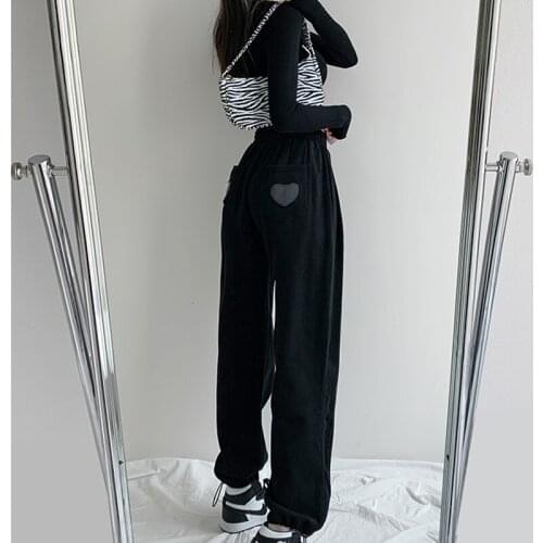 Japanese Kawaii Soft Girl Kpop Cute Printing Women Pants Basis Wild High Waist Loose Trousers Elastic Waist Casual Student Pant