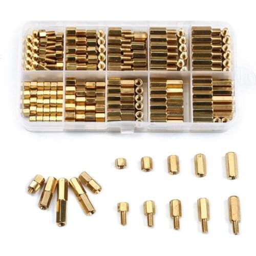 ZENHOSIT M2/M3 Hex Head Brass Standoff Spacer Screws Threaded Pillar 300Pcs Male/Female Electric PCB Circuit Board Stand Off Kit
