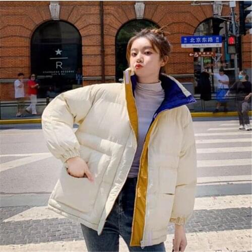 WomenS Jacket Winter 2021 The New Korean Version Loose Bread Service Thicken Cotton Short Splicing CoatS-XL
