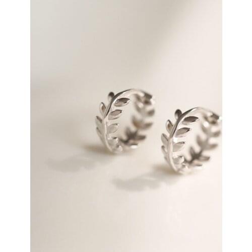 925 Sterling Silver Hot Fashion Zircon Leaf Hoop Earrings for Women 2021 Best Brithday Gifts Simple Elegant Girls Jewelry