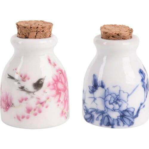 1PCS Peony/Magpie Printed Mini Ceramic Glass Dappen Dish Bowl Cup Acrylic Liquid Glitter Powder Bottle With Wood Lid