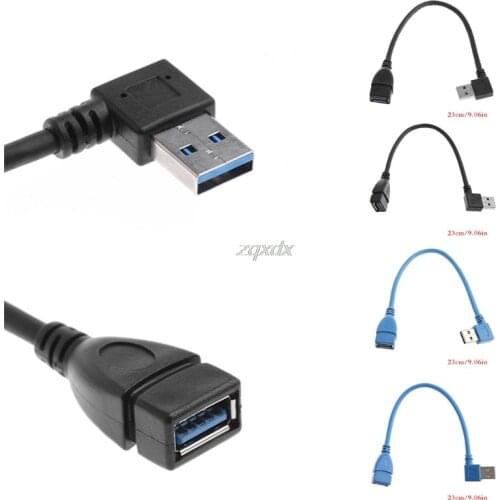 1Pc USB 3.0 Right / Left Angle 90 Degree Extension Cable Male To Female Adapter Cord USB Cables Whosale&Dropship