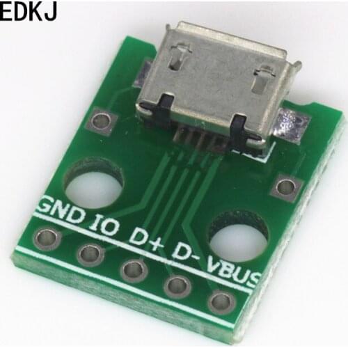 10PCS MICRO USB To DIP Adapter 5pin Female Connector B Type PCB Converter Breadboard Switch Board SMT Mother Seat