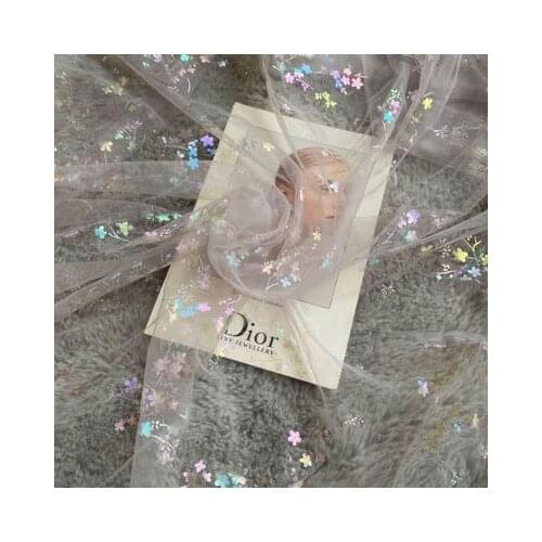 160cm Width Soft Purple Bronzing Mutli-color Floral Mesh Fabric for dress by the yard