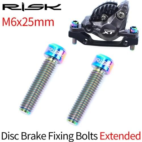 Risk 2pcs M6*25 Bike Disc Brake Fixing Bolts Extended MTB Bicycle Disc Brake Caliper Bolts Screws Retaining Lengthened Screws