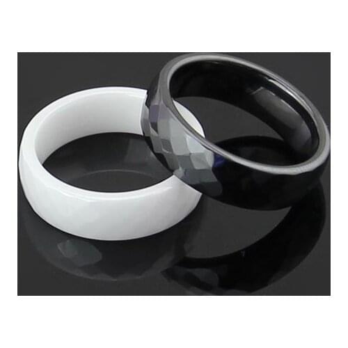 2021 Ceramic Ring for woman 4mm Rhombus Faceted Men Ring Black and White Ring