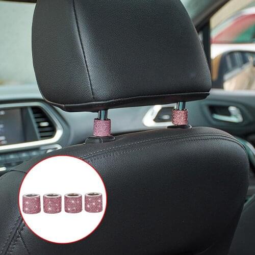 4pcs Car Decor Crystal Seat Headrest Collar Charm Rhinestone Ring Beads