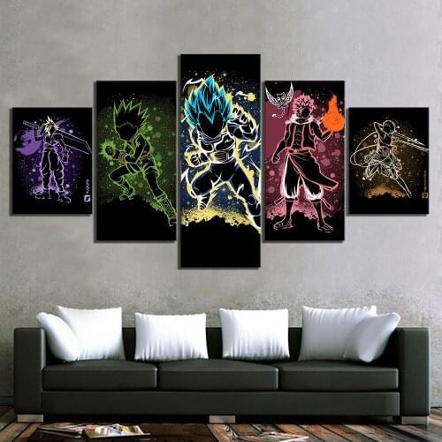 5 Piece Wall Art Canvas Painting Anime Dragon Poster HD Cartoon Picture Abstract Artwork Wall Painting for Kids Room Decoration
