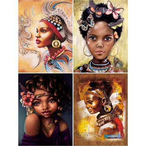 Yumeart African Woman Diamond Painting Portrait Diamond Embroidery Icon Full Drill Rhinestones Picture Diamond Mosaic Home Decor