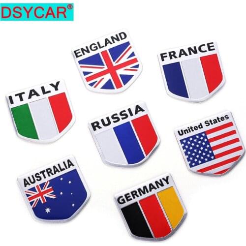 DSYCAR 3D Aluminum Alloy Italy Germany France Russia Australia England United States Map National Flag Car Sticker Car Styling