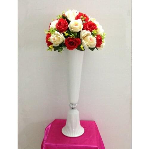 57cm height white metal candle holder candle stand wedding centerpiece event road lead flower rack event vase 2pcs / lot