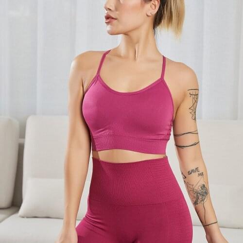 Seamless Sports Bra Womens Fitness Running Top Gym Workout Solid Sexy Bra Elastic Breathable Sports Vest