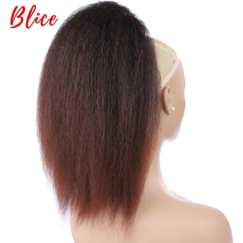 Blice 14" Drawstring Mix Color 1B/33 Heat Resistant Synthetic Hair Extensions Kinky Straight Hair With Two Plastic Comb Ponytail