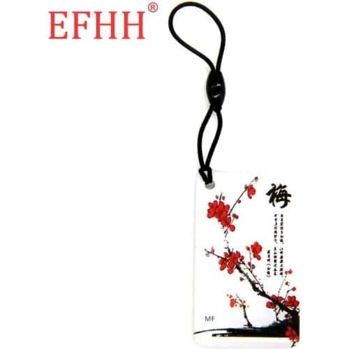 S50 1K 13.56Mhz Plum blossom Pattern Dropping Glue Keyfobs UID Rewritable IC Card Tags Changeable RFID Key Ring Fob Token Tag
