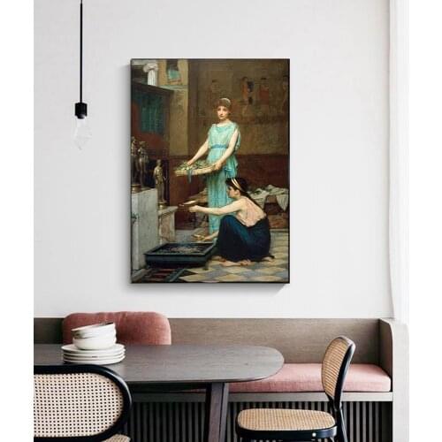 Citon William Waterhouse《The Household Gods》Canvas Oil Painting Artwork Poster Picture Wall Decor Home Living room Decoration