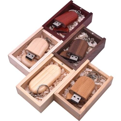 Wooden Usb + Box Usb Flash Drive Pendrive Real Capacity 4gb 8gb 16gb 32gb 64gb Memory Stick Photograph (OVER 10 PCS Free LOGO)