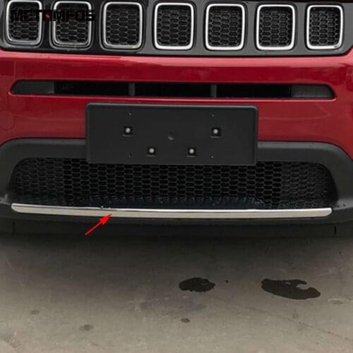 For Jeep Compass 2017-2020 2021 Chrome Front Lower Bumper Bar Cover Molding Trim Sticker Strip Exterior Accessories Car Styling