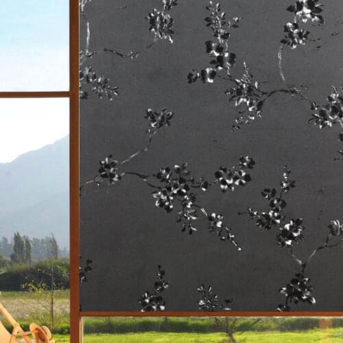 Rose Flowers Electrostatic Black Opaque Matte Shading Sunscreen Glass Film Bedroom Bathroom Opaque Wndow Sticker