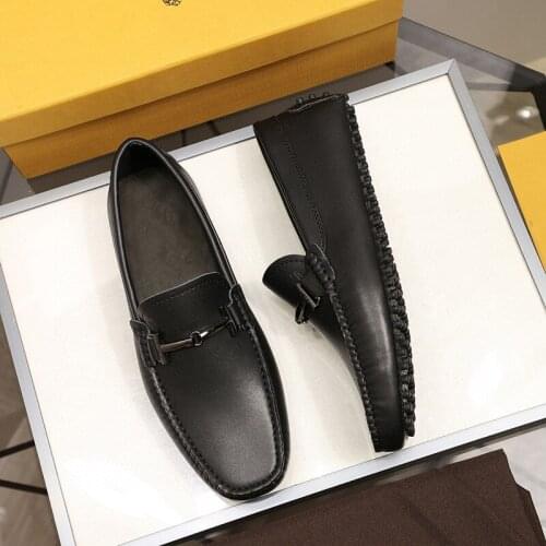 Guangzhou Mens Leather Peas Shoes Metal Buckle Driving Casual Mens Shoes Matte Leather