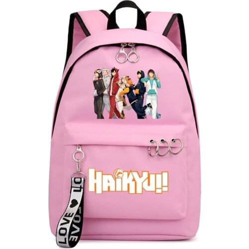 Haikyuu!! Casual Rucksack Fashion Boys Girls Packsack Schoolbag Zipper Backpack Shoulders Laptop Bag Teenger Student Bookbag