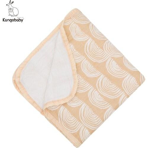 Kangobaby 120x120cm 100% Cotton Rainbow Print 4-Layer Muslin Baby Bedding Blanket