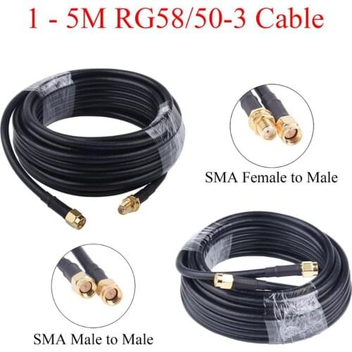 1-5M RG58/50-5 RF Coaxial Cable SMA Female/Male to Male Extension Wire For 4G LTE Cellular Amplifier Signal Booster Antenna
