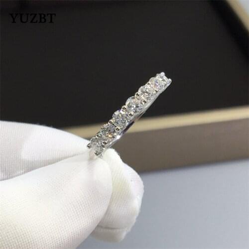 18K White Gold Plated Round Excellent Cut Diamond Test Past 0.7 ct D Color Moissanite Ring Women 925 Silver Gemstone Jewelry