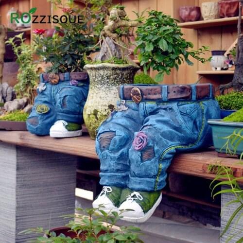 HOT Jeans Large Plant Pot Top Floor Balcony Garden Figures Landscaping Decoration Creative Courtyard Succulent Pot Flower Vase