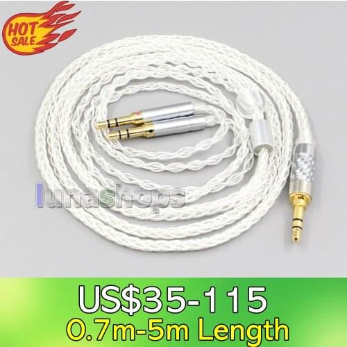LN00656 2.5mm 4.4mm XLR 8 Core Silver Plated OCC Earphone Cable For HarmonicDyne Zeus Philips Fidelio X3 hifiman HE5XX